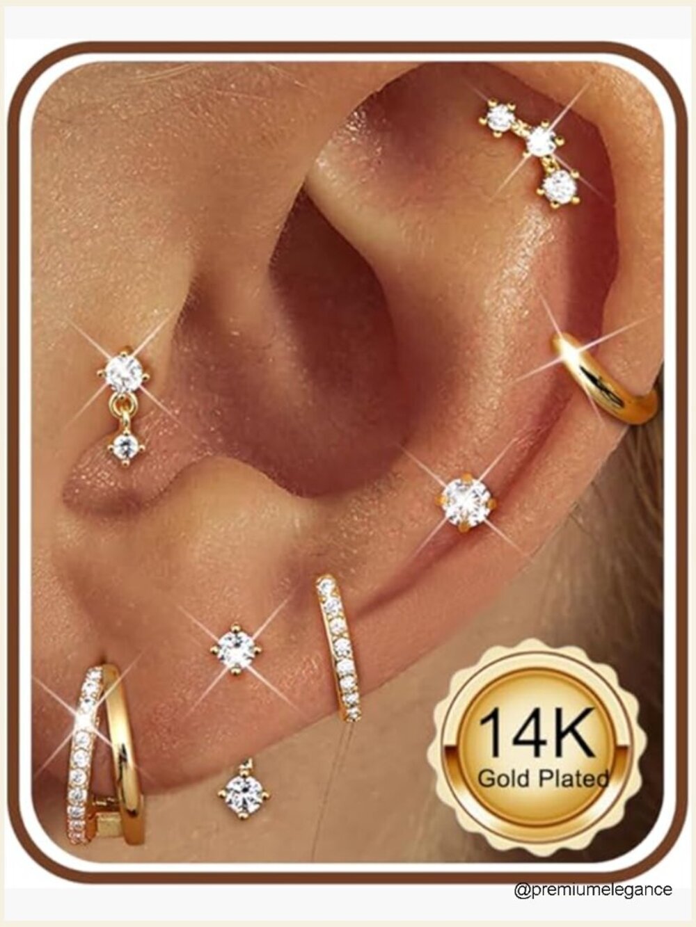 7 Pair Surgical Steel Gold Huggie Hoop & Stud Earrings Set Hypoallergenic